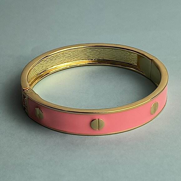 Statement Enamel Screw Style Designer Inspired Hinged Bangle Bracelet Pi… - Picture 4 of 5